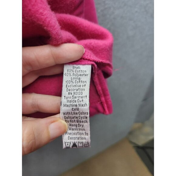 Quacker Factory Pink Hooded Sweatshirt XL With Orange Lining & Rhinestone Accent - Picture 3 of 5